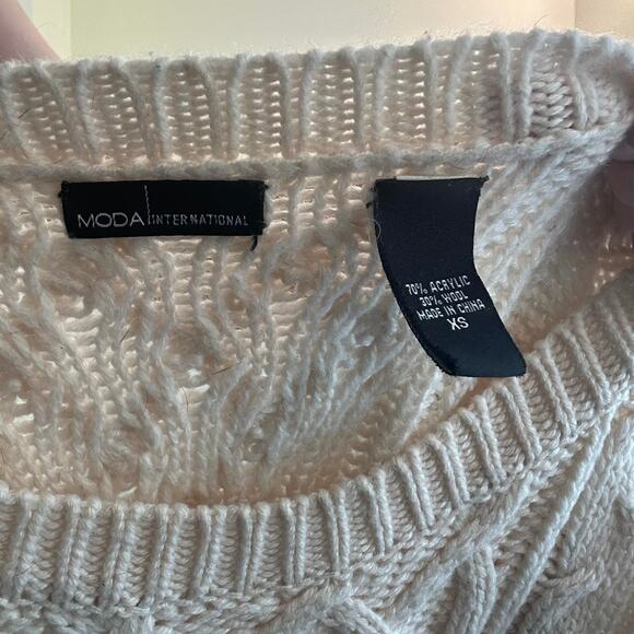 Moda International cream knitted Cable knit Sweater dress y2k - Picture 3 of 3